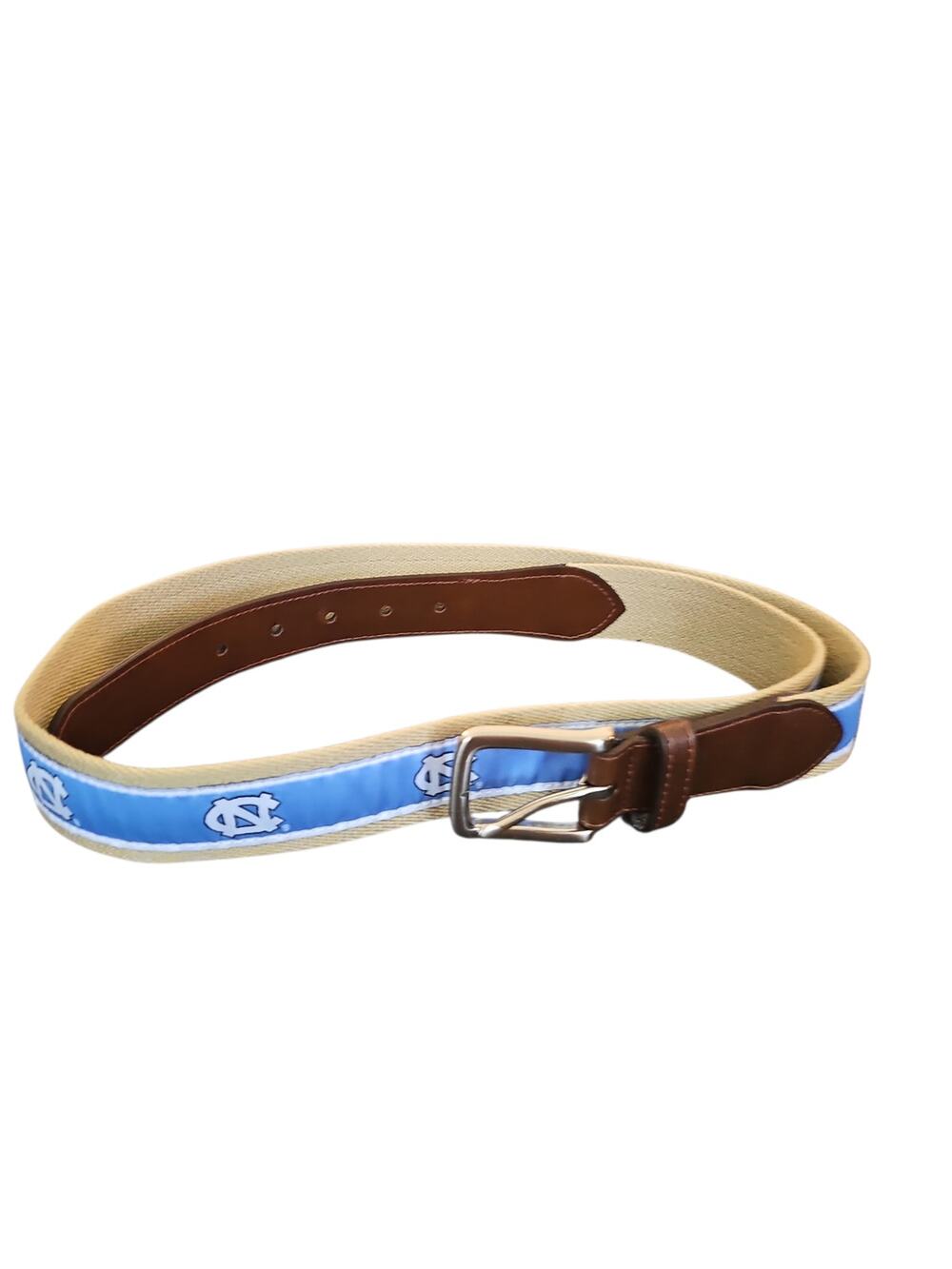 UNC Tarheels Logo leather belt sz 40 waist Silver Brass buckle new